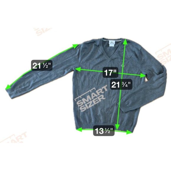 Lacoste Men Gray V-Neck Sweater Size 4 Med Cotton Long Sleeve Lightweight Preppy - Picture 6 of 6